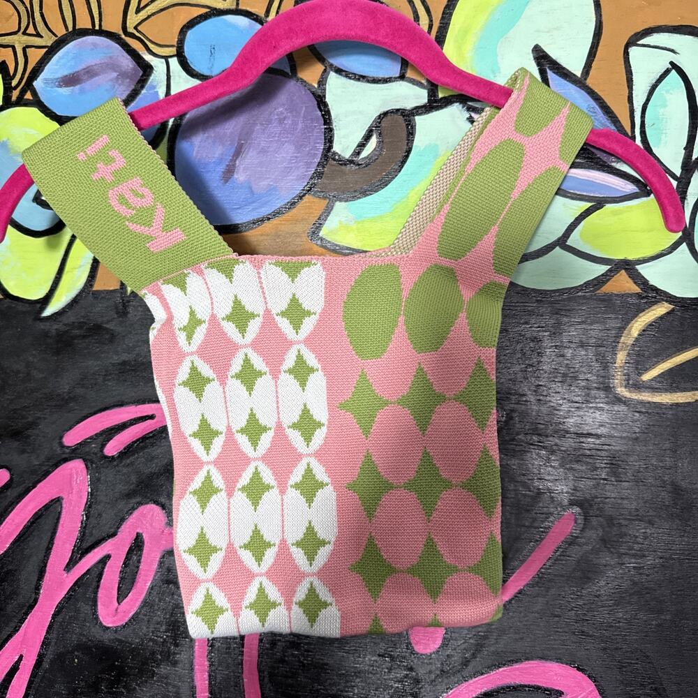 Kati Purse Knitted Bag Pink And Green